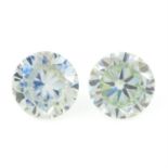 Pair of circular shape moissanites weighing 4.14ct