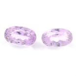 Pair of oval shape kunzites, weighing 14.62ct