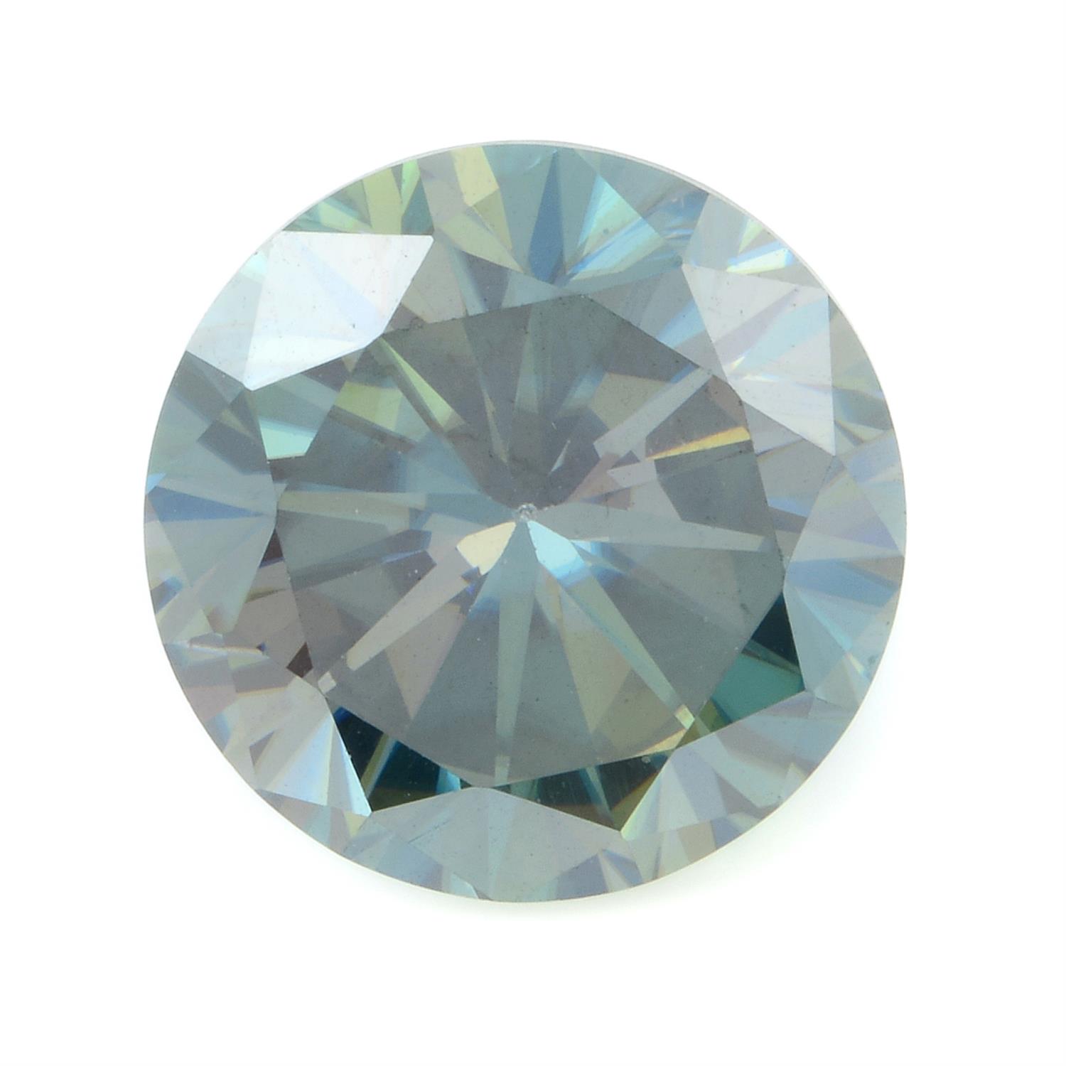 A circular shape synthetic moissanite weighing 9.71ct