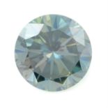 A circular shape synthetic moissanite weighing 9.71ct