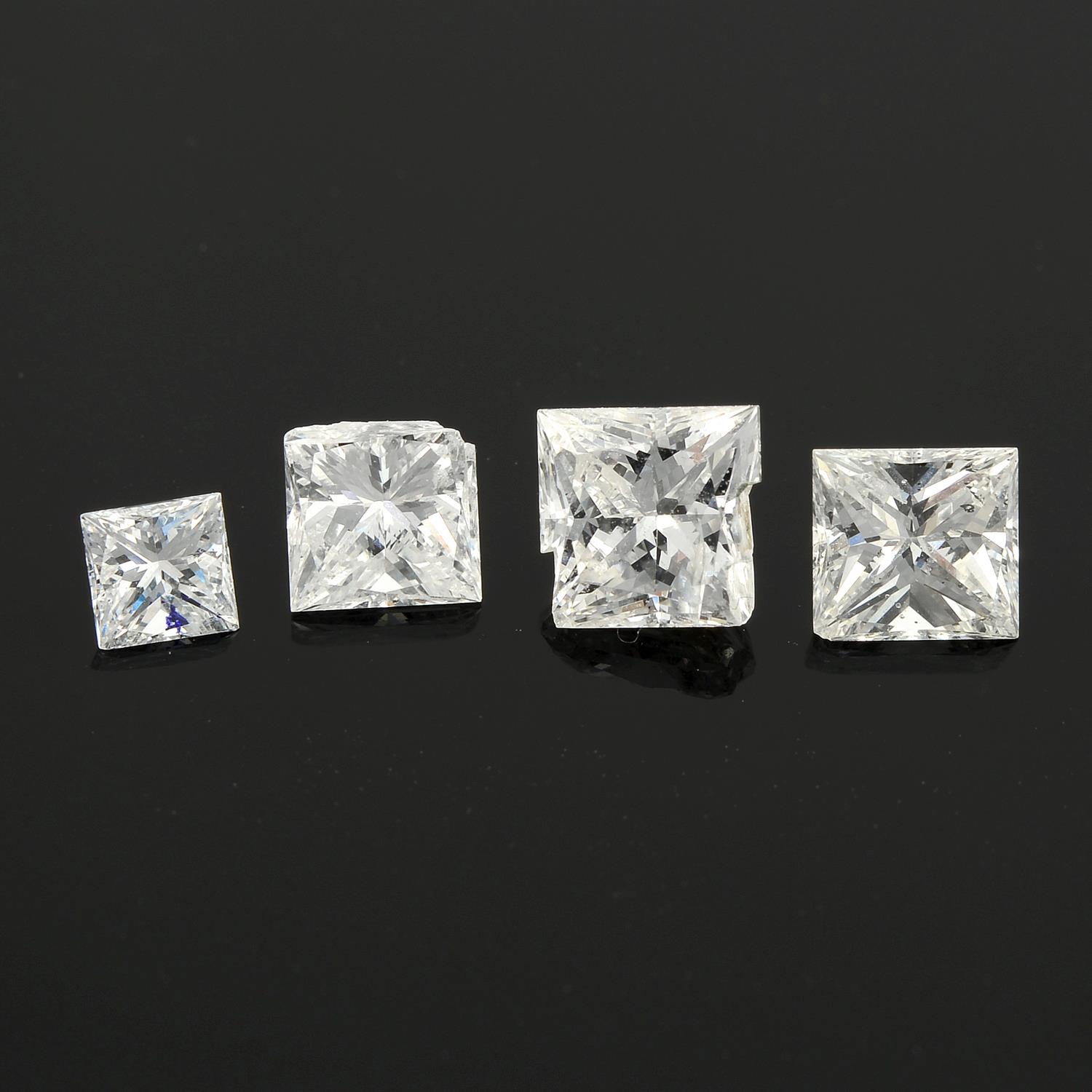 Four square shape diamonds, estimated total weight 1.28cts.