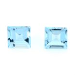 Five square shape aquamarines, weighing 4.27ct