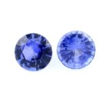 Pair of circular shape sapphires, weighing 1.76ct