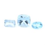 Ten vari shape aquamarines, weighing 8ct