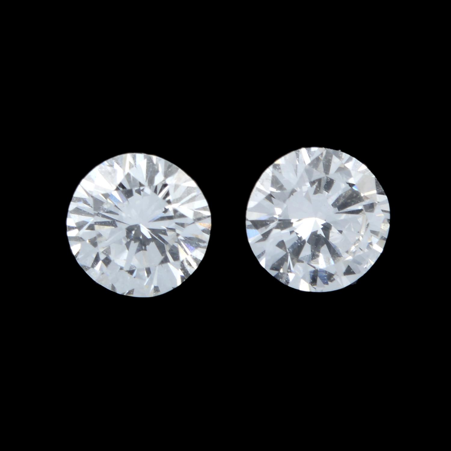 Pair of brilliant cut diamonds, weighing 0.55ct
