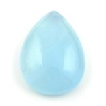 A pear shape aquamarine cabochon, weighing 72.94ct