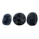 Three carved alexandrites, weighing 10.92ct. Featuring Buddha