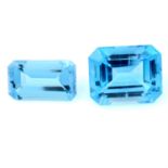 Two rectangular shape topazes, weighing 90.13ct