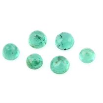 Six circular shape emeralds, weighing 2.20ct