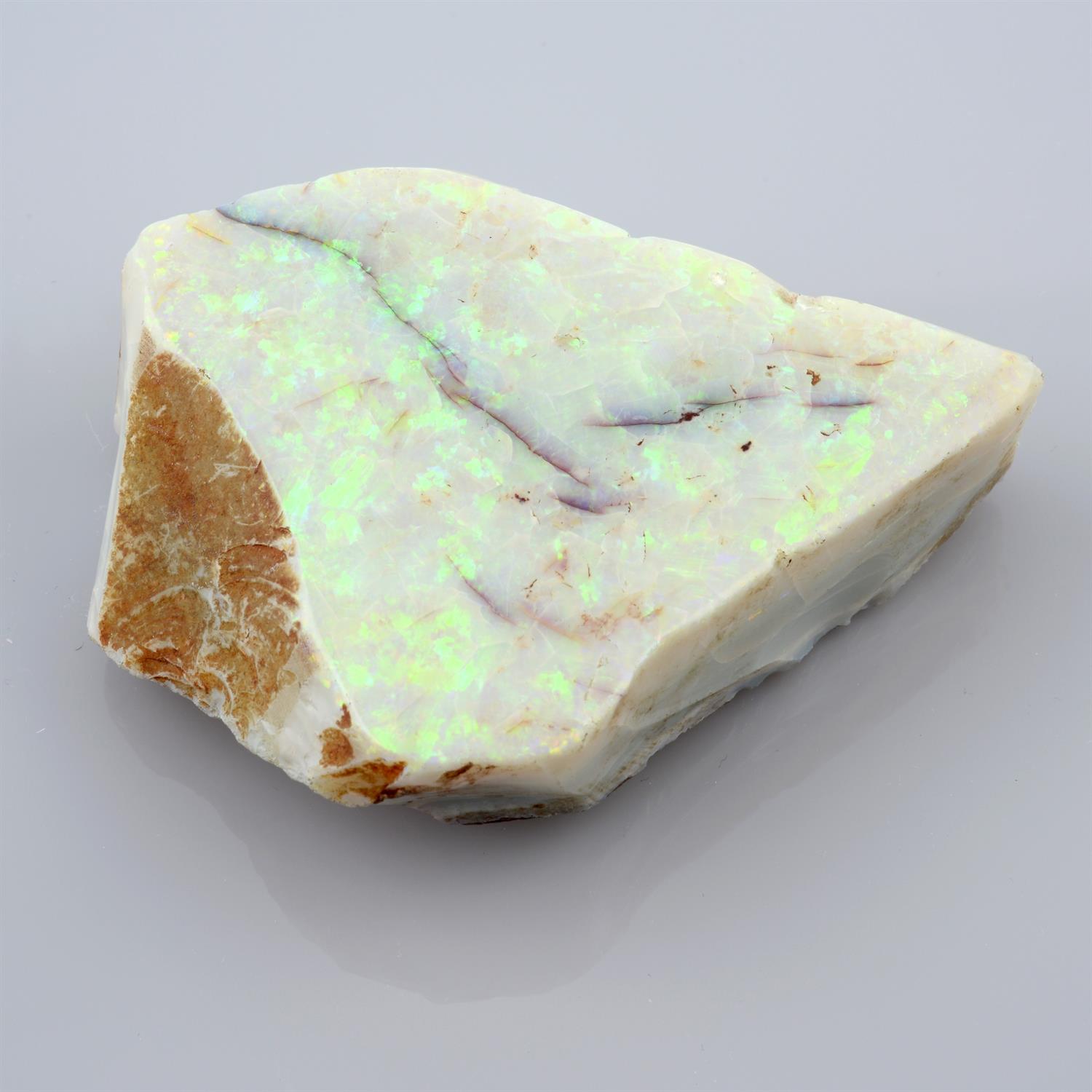 Selection of vari-shape opal doublets, boulder opal and two pieces of rough opals, weighing 118grams