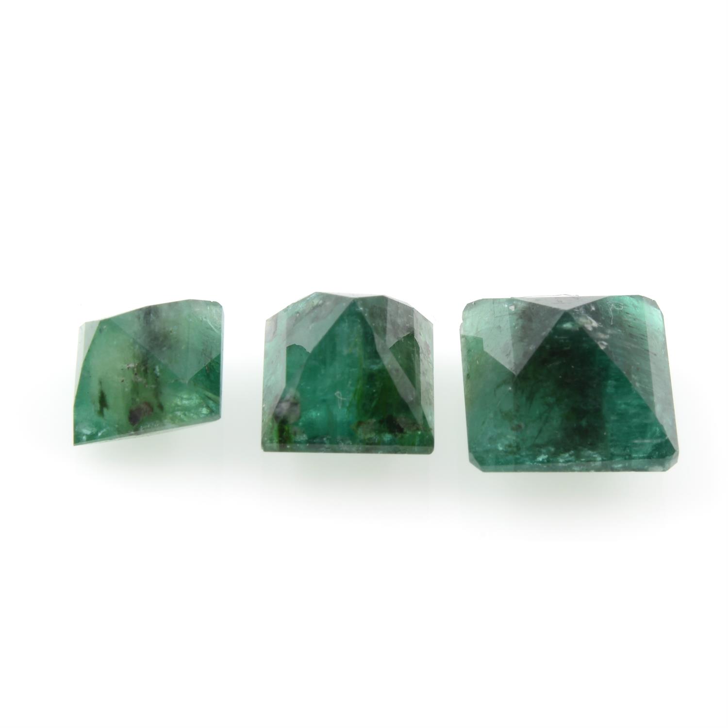 Three fancy shape emeralds, weighing 8.43ct - Image 2 of 2