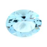 An oval shape aquamarine, weighing 1.89ct