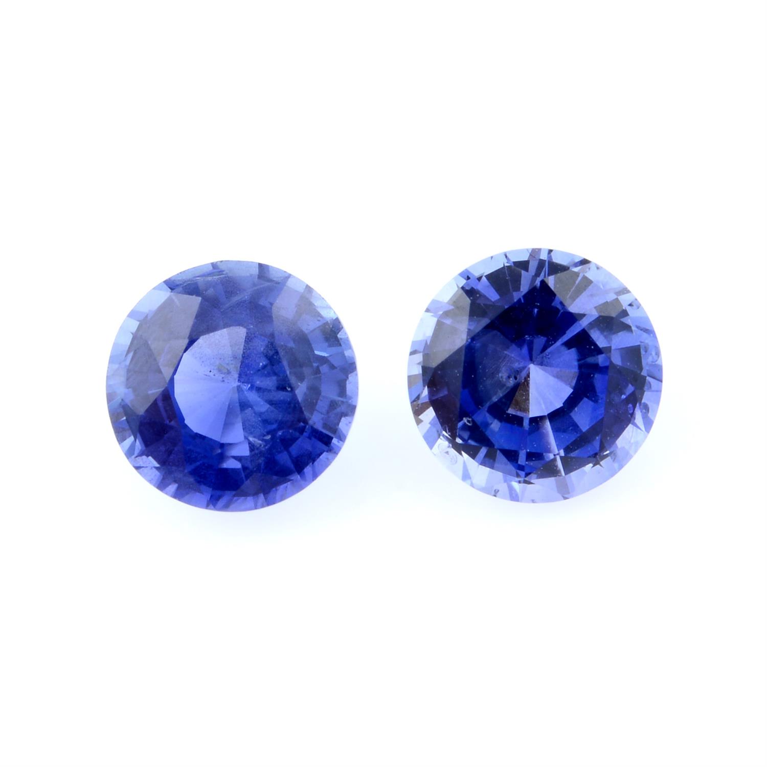 Pair of circular-shape sapphires, weighing 2.24ct