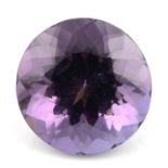 A circular shape amethyst, weighing 27.60ct