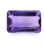 A rectangular shape amethyst, weighing 44.69ct