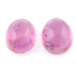 Pair of oval shape tourmaline cabochons, weighing 25.86ct