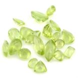 Selection of vari-shape peridots, weighing 131.78ct