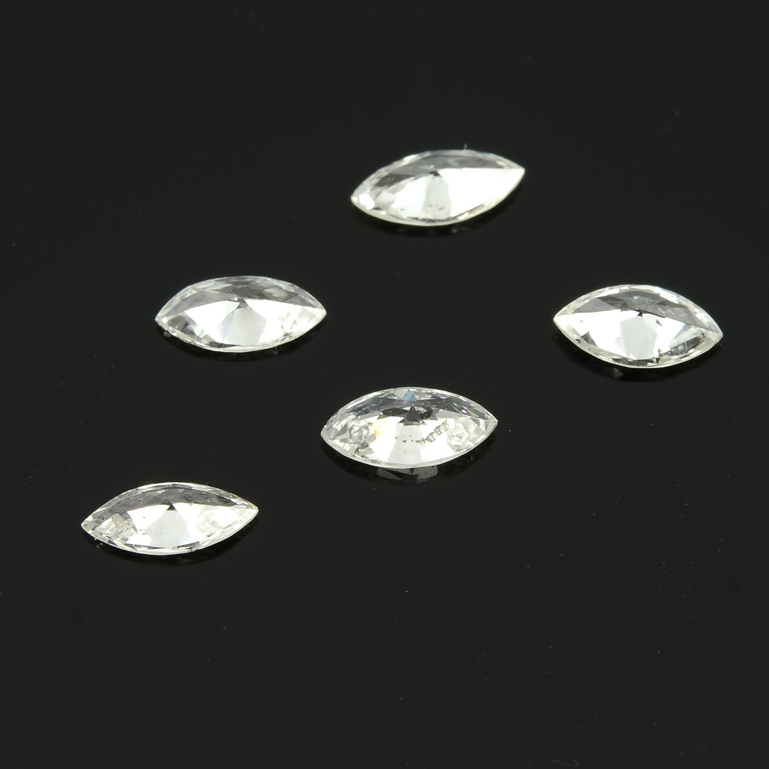 Five marquise shape diamond, weighing 0.58ct - Image 2 of 2