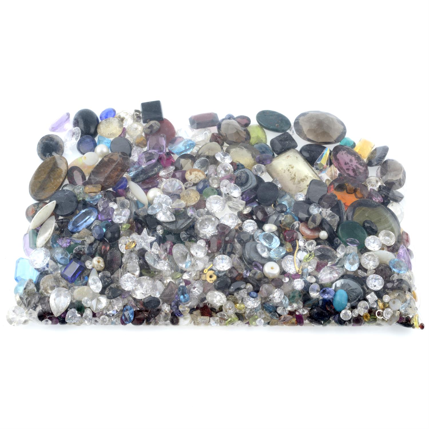 Selection of gemstones, weighing 223grams. To include opals, diamonds, sapphires. - Image 2 of 2