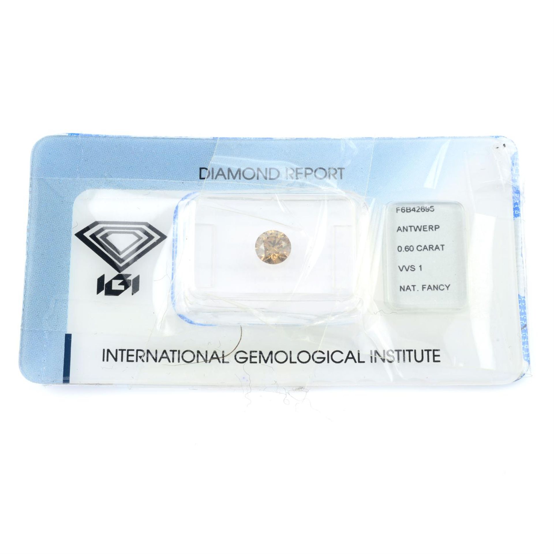 A brilliant cut fancy deep brown diamond, weighing 0.60ct - Bild 2 aus 4