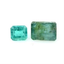Two rectangular shape emeralds, weighing 3.83ct