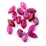 Selection of marquise shape rubies, weighing 20ct