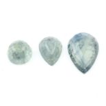 Three fancy shape sapphires, weighing 27.40ct
