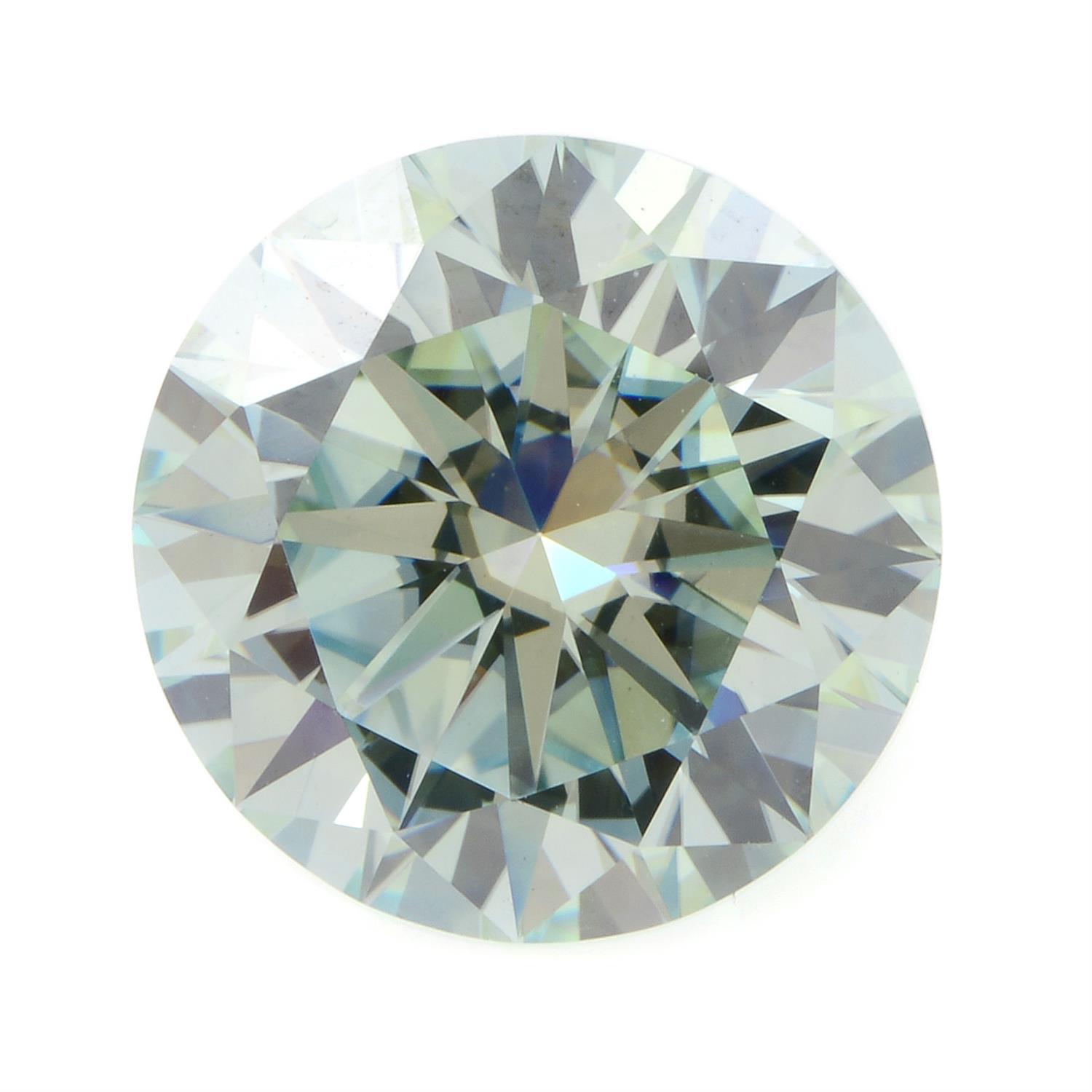 A circular shape synthetic moissanite, weighing 3.53ct