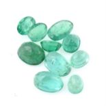 Selection of oval shape emeralds, weighing 15.98ct