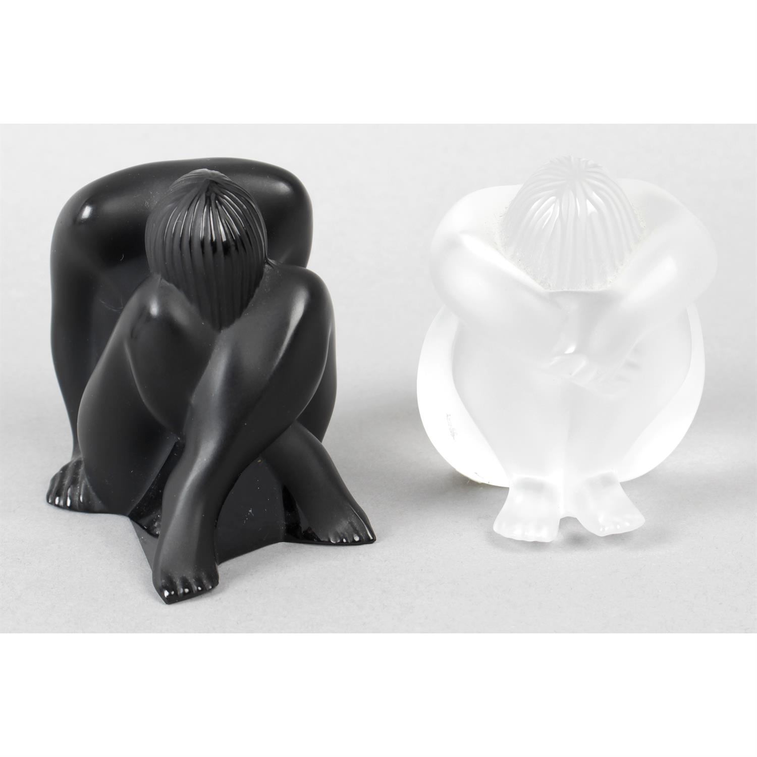 Two Lalique crystal glass figures.