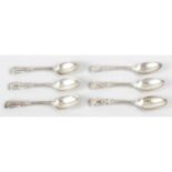 A set of six George IV silver Queen's pattern teaspoons, together with later silver handled pastry