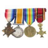 A Great War Trio, plus an MBE ribbon, etc.