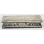 An Edwardian silver long hinged box in Art Nouveau style.