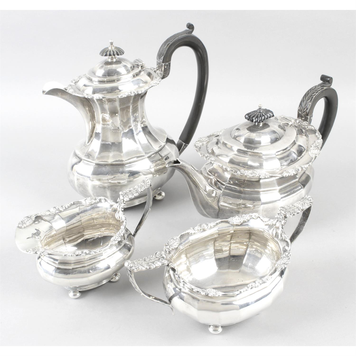 A George V silver four piece tea service.