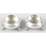 A pair of Victorian silver cauldron open salts, together with a set of three smaller examples.