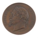 Napoleon III bronze medallion, in fitted case.