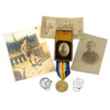 A Great War Victory Medal with associated ephemera.