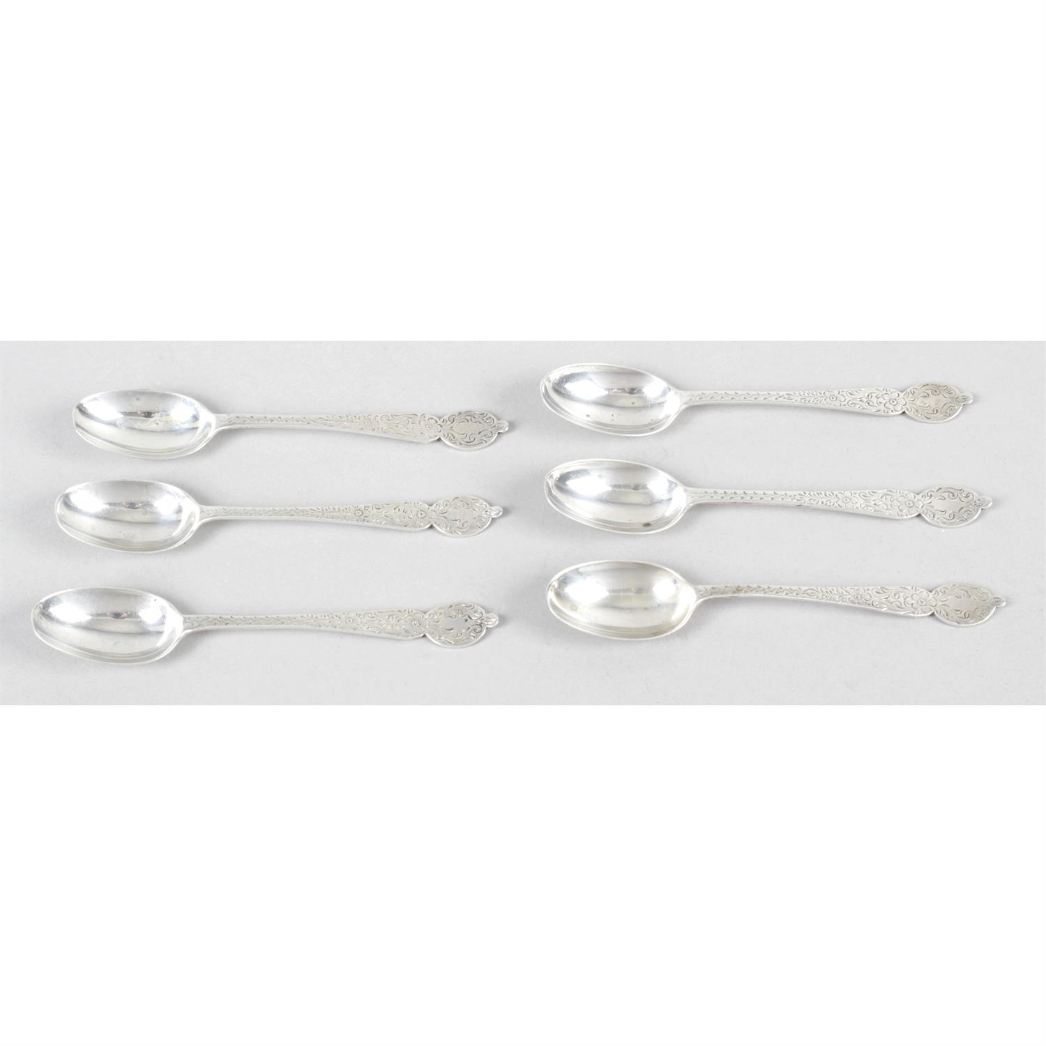 Five George III silver Old English pattern teaspoons, together with a set of six Edwardian silver - Image 3 of 4