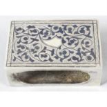 A late 19th century Russian silver and niello matchbox cover; together with a small Russian cup &