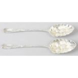 A pair of George III silver 'berry' spoons.