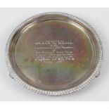 A George IV silver salver, with later presentation engraving.