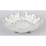 A Victorian silver embossed dish of shaped oval form.