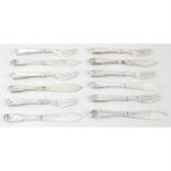 A set of early 20th century Danish silver fish knives & forks for six place settings.