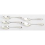 Five George III silver Old English pattern teaspoons, together with a set of six Edwardian silver