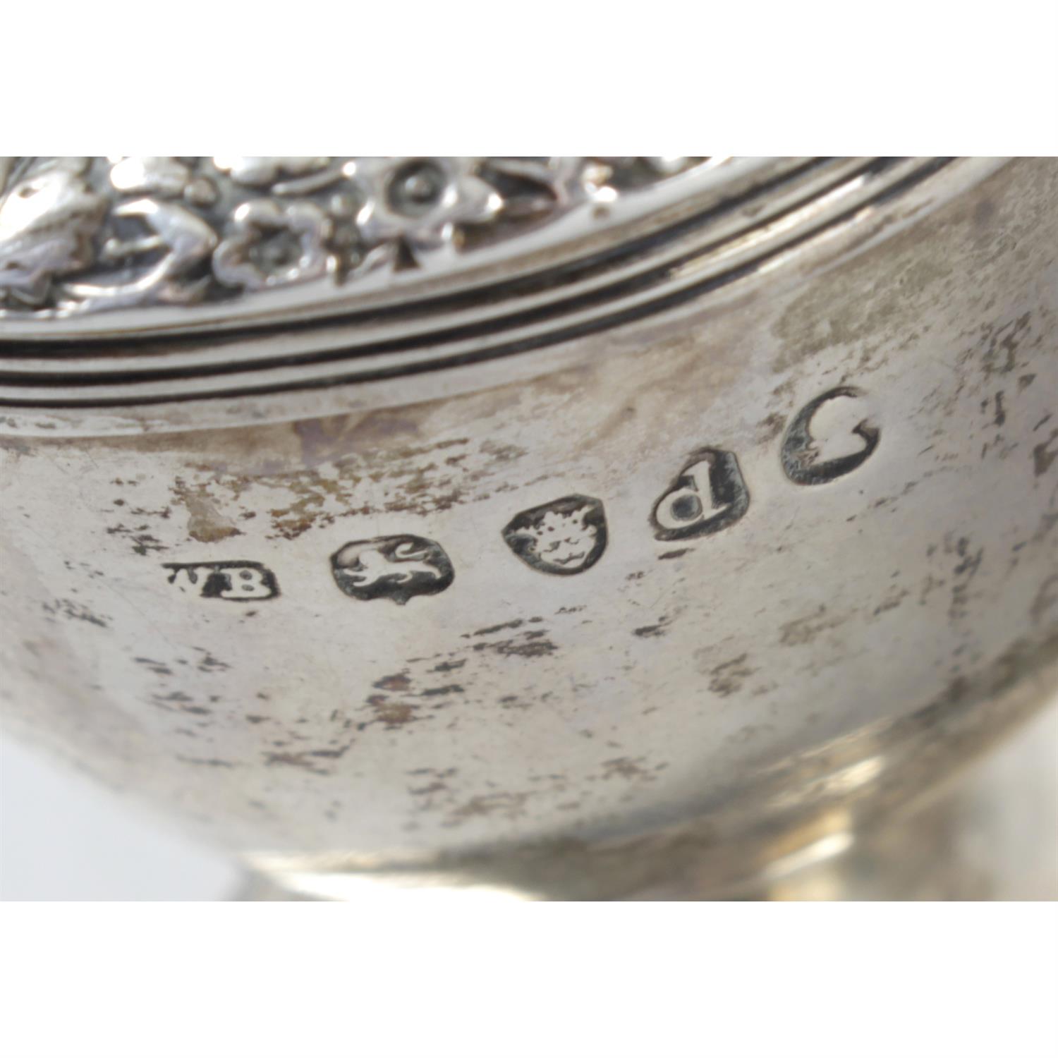 A pair of late George III silver pounce pots, together with three William IV silver & - Image 2 of 2