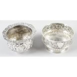 A George IV silver small circular bowl, together with a late Victorian example. (2).