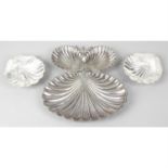 A selection of silver plated items, to include a large shell hors d'oeuvres dish,