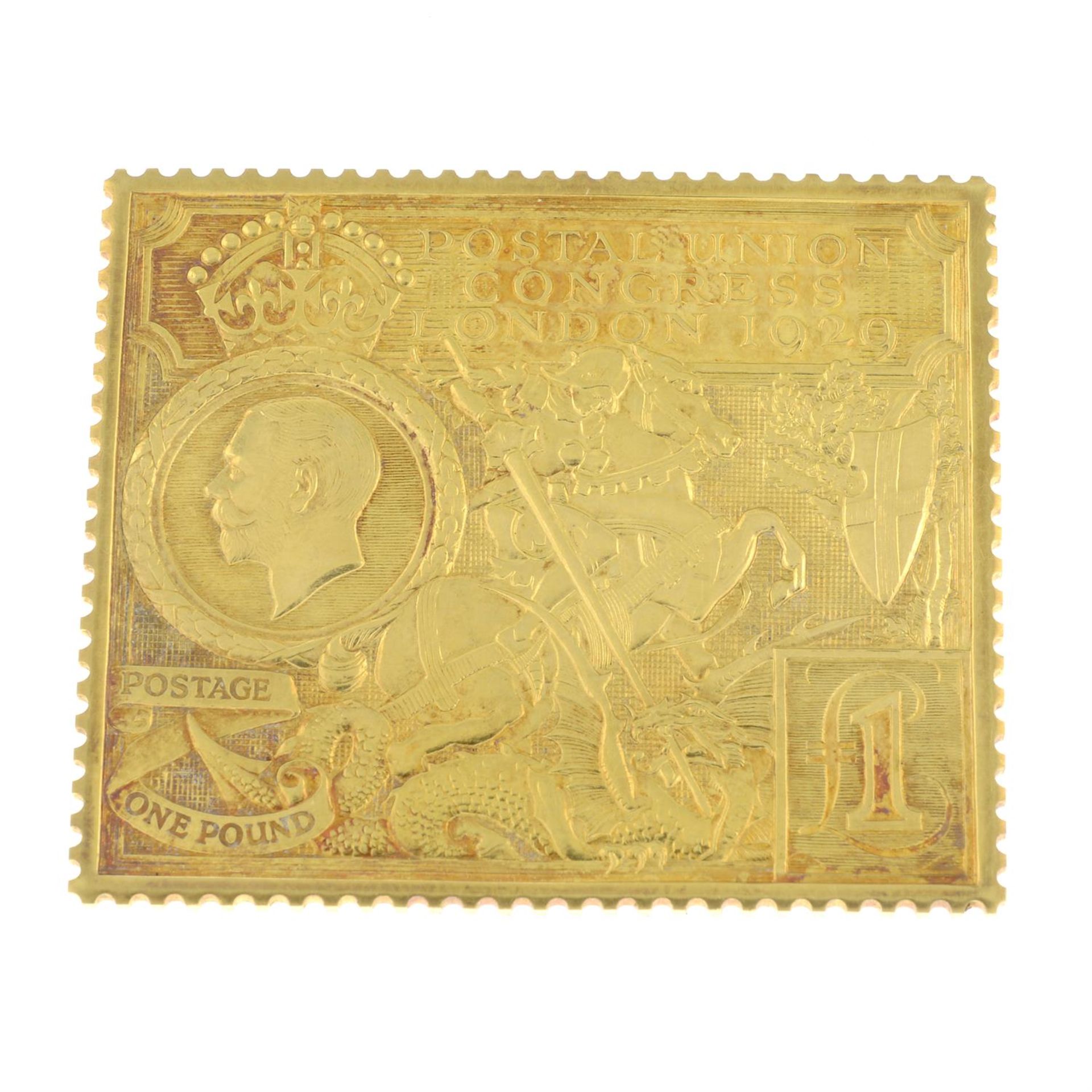 Universal Postal Union 1874-1974, a 22ct gold replica stamp. - Image 2 of 3