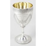 A mid-Victorian silver goblet with presentation engraving.