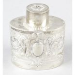 A late Victorian small silver tea caddy.